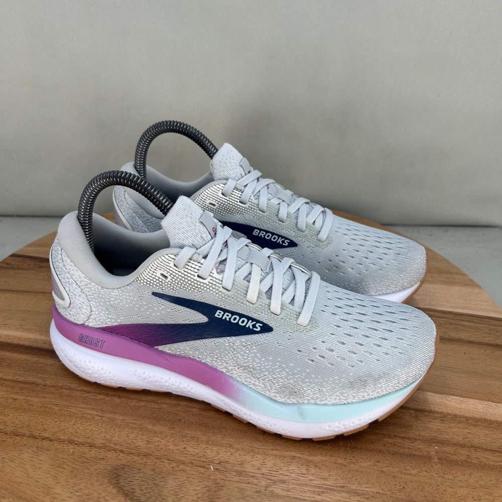 Brooks Ghost 16 Womens Running Shoes Grey Purple Blue 1204071B175 Size 7 B